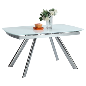 Alina Dining Table - Extension, Sloping Legs, White, Chrome 