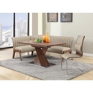 Bethany 6 Pieces Dining Set - Taupe Seat, Walnut 