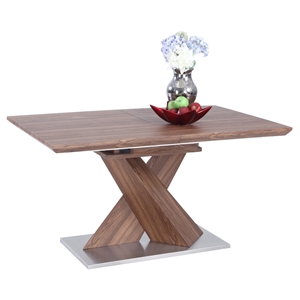 Bethany Dining Table - Extension, Walnut, Brushed Stainless Steel 