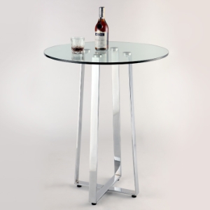 Chambers Contemporary Pub Table - Clear Glass, Chrome 