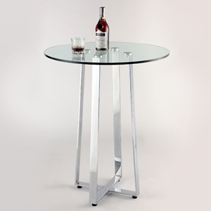 Chambers Contemporary Pub Table - Clear Glass, Chrome 