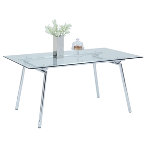Colleen Rectangular Dining Table - Chrome, Clear 