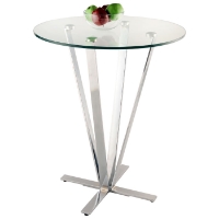 Cortland Pub Table - Round Glass, Chrome