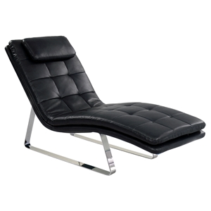 Corvette Chaise Lounge - Bonded Leather, Black 