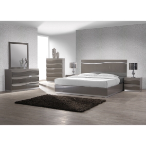 Delhi 4 Pieces Bedroom Set - High Gloss Gray 