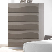 Delhi Contemporary Bedroom Chest - Glossy Gray, 5 Drawers