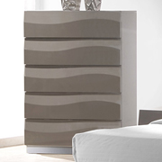 Delhi Contemporary Bedroom Chest - Glossy Gray, 5 Drawers 