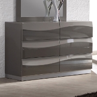 Delhi Contemporary Dresser - Glossy Gray, 6 Drawers