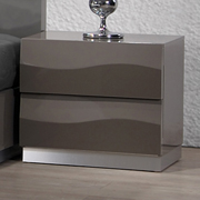 Delhi Contemporary Nightstand - Glossy Gray, 2 Drawers