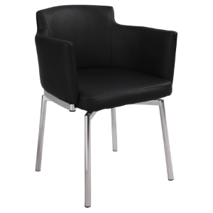 Dusty Swivel Arm Chair - Black Faux Leather (Set of 2) 