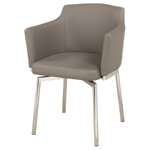 Dusty Swivel Arm Chair - Gray Faux Leather (Set of 2) 