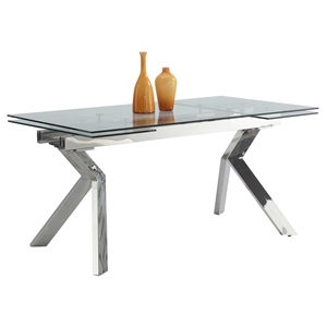 Ella Extendable Dining Table - Butterfly Legs, Tempered Clear 