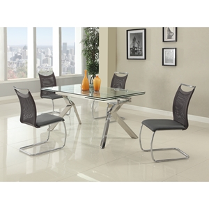 Ella and Nadine 5 Pieces Dining Set - Tempered Clear, Black 