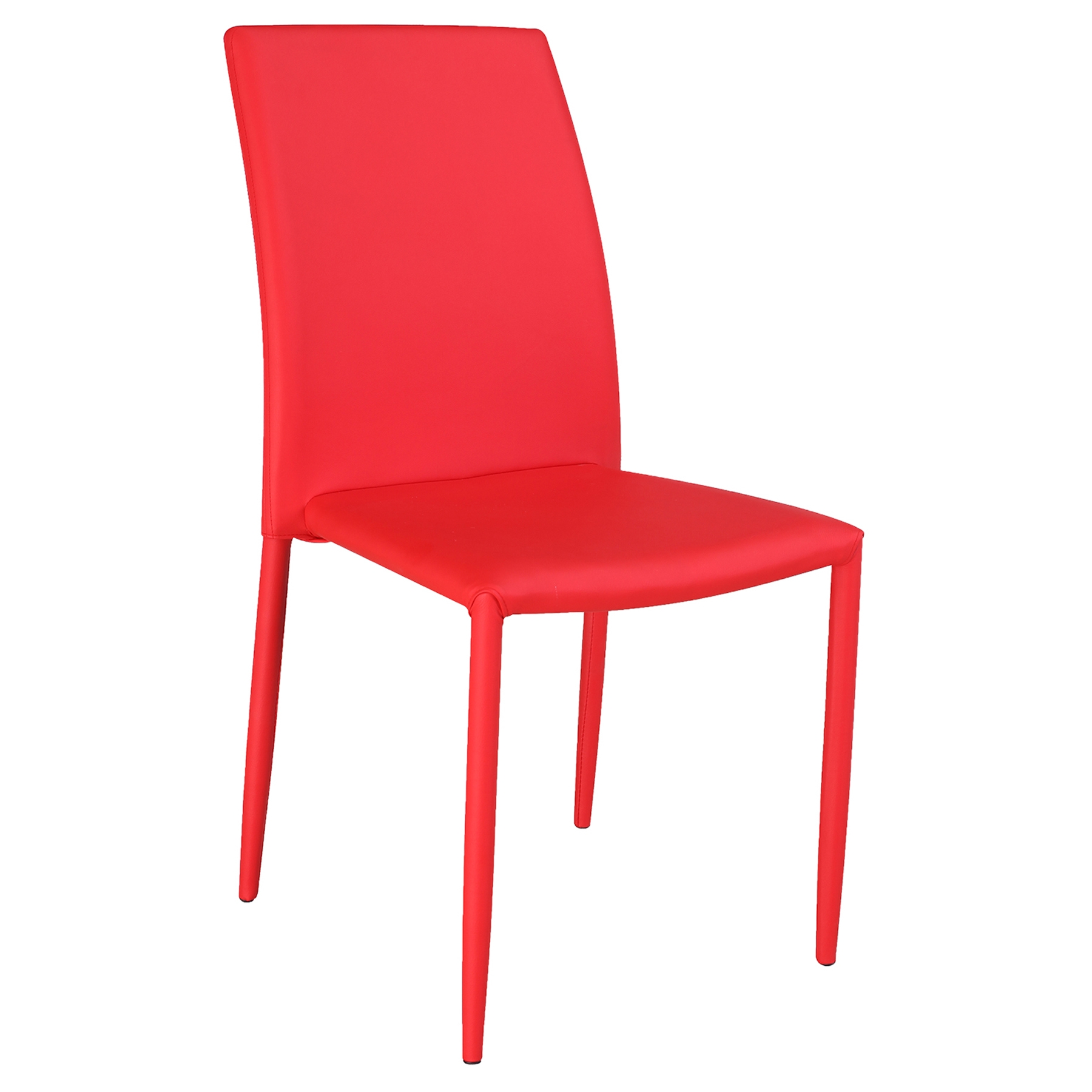 Fiona Stackable Side Chair - Red Faux Leather (Set of 4) | DCG Stores