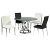 Janet Round Dining Table - Clear Crackled Glass Top, Stainless Steel Base - CI-JANET-DT-SW48-CLR