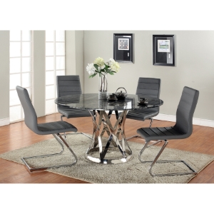Janet 5 Pieces Round Dining Set - Gray 