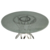Janet Round Dining Table - Clear Crackled Glass Top, Stainless Steel Base - CI-JANET-DT-SW48-CLR