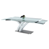 Jillian Dining Table - Glass Top, Brushed Stainless Steel and White - CI-JILLIAN-DT