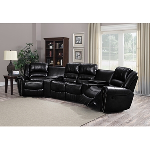 Laredo 5 Pieces Home Theater Seating - Bonded Leather, Black 
