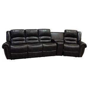 Laredo 4 Pieces Home Theater Seating - Bonded Leather, Black 