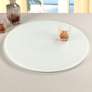 Rotating Tray/Lazy Susan - Round, White Glass 
