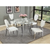 Letty 5 Pieces Round Dining Set - Clear Glass Top, Cabriole Legs, White - CI-LETTY-5PC-GL48