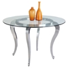 Letty 5 Pieces Round Dining Set - Clear Glass Top, Cabriole Legs, White - CI-LETTY-5PC-GL48