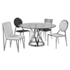 Janet Round Dining Table - Clear Glass Top, Stainless Steel Base - CI-JANET-DT-GL54-CLR