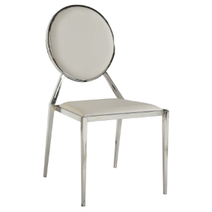 Lisa Side Chair - Oval Shaped Back, Faux Leather, White (Set of 4) 
