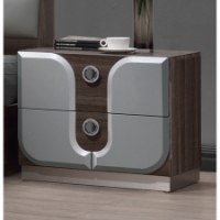 London Nightstand - 2 Drawers, Zebra Wood