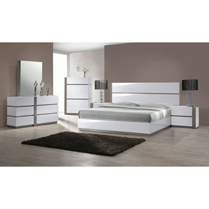 Manila 4 Pieces Bedroom Set - High Gloss White and Gray 