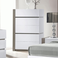 Manila Contemporary Bedroom Chest - Glossy White, 5 Drawers
