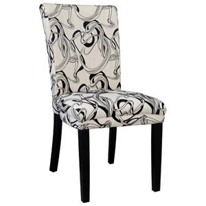 Misty Side Chair - Black & White Abstract Upholstery 