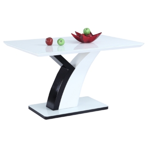 Natasha Rectangular Dining Table - Y Shaped Base, Gloss White and Black 