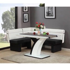 Natasha Nook Set - Faux Leather, White and Black 