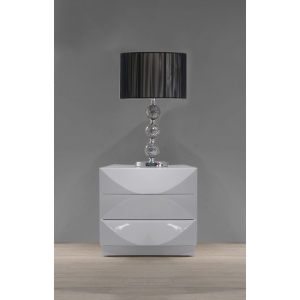 Paris Nightstand - Gloss White, 3 Drawers 