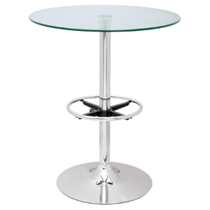 Round Pub Table - Glass Top, Chrome Base 