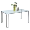 Rhonda Rectangular Dining Table - Glass Top, Brushed Stainless Steel Base - CI-RHONDA-DT