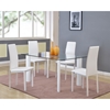 Riana 5 Pieces Rectangular Dining Set - Glass Top, Faux Leather, White - CI-RIANA-5PC-SET