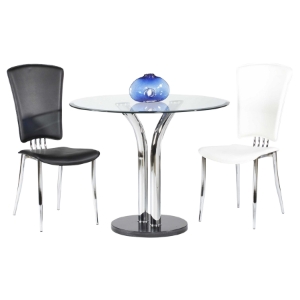 36" Round Bistro Table - Chrome, Black 