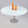 Tami Expanding Top Table - White Glass, Stainless Steel Base - CI-TAMI-DT-CRM