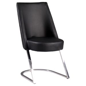 Tami Slight Concave Back Side Chair - Black, Chrome (Set of 2) 