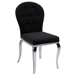 Teresa Arch Back Side Chair - Black, Button Tufted 