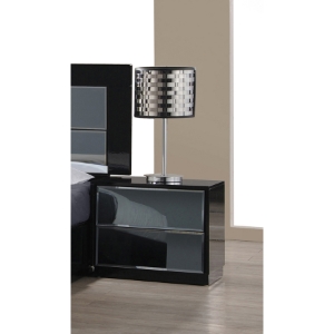Vinice Nightstand - 2 Drawers, Black 