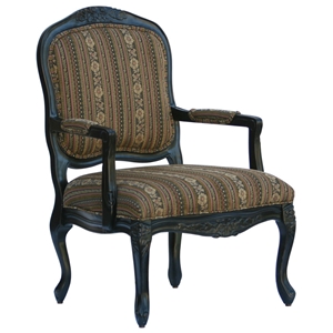 Essex Black Wood Accent Chair with Chenille Upholstery 