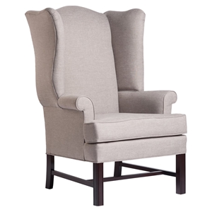Chippendale Wingback Chair - Jitterbug Linen, Cherry 