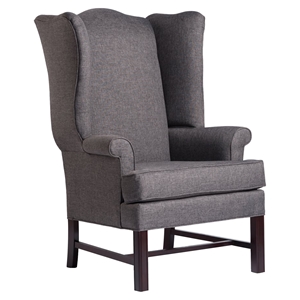 Chippendale Wingback Chair - Jitterbug Gray, Cherry 