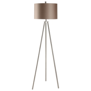 Metal Tripod in Brushed Nickel Finish Floor Lamp 