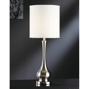 Brushed Nickel Table Lamp with White Drum Shade 