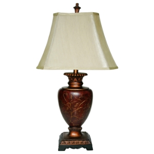 Antique Red Table Lamp with Gold Painted Accents 